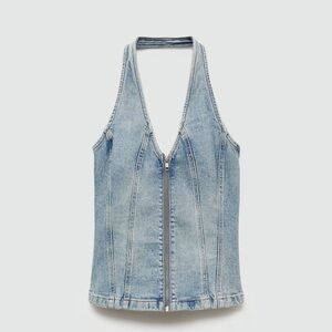 Mango stretch denim halter vest